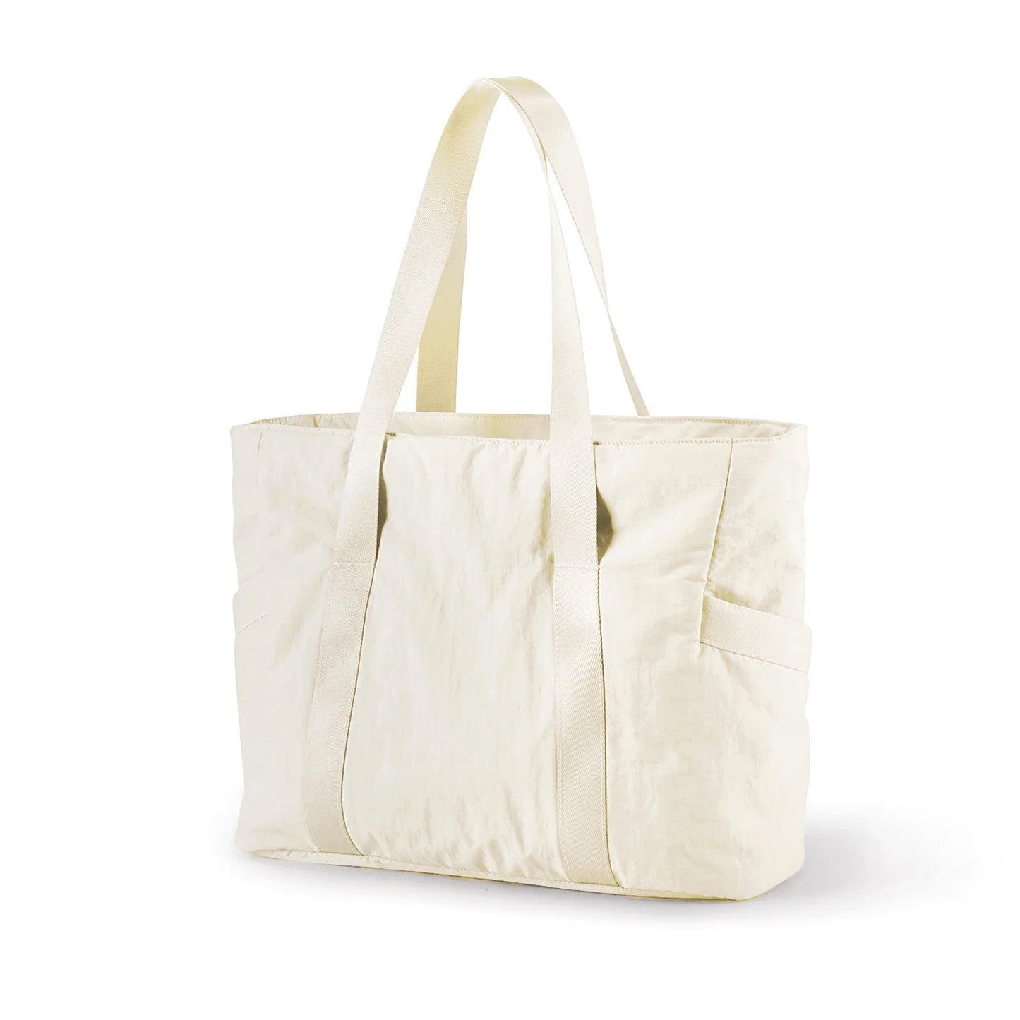 Lightweight Carry On Gymbag Nylon Cloth Crossbody Bag Top-Handle Bag for Gyms Weekend Getaway Peaceful Pleasures Health and Wellness Creamy white