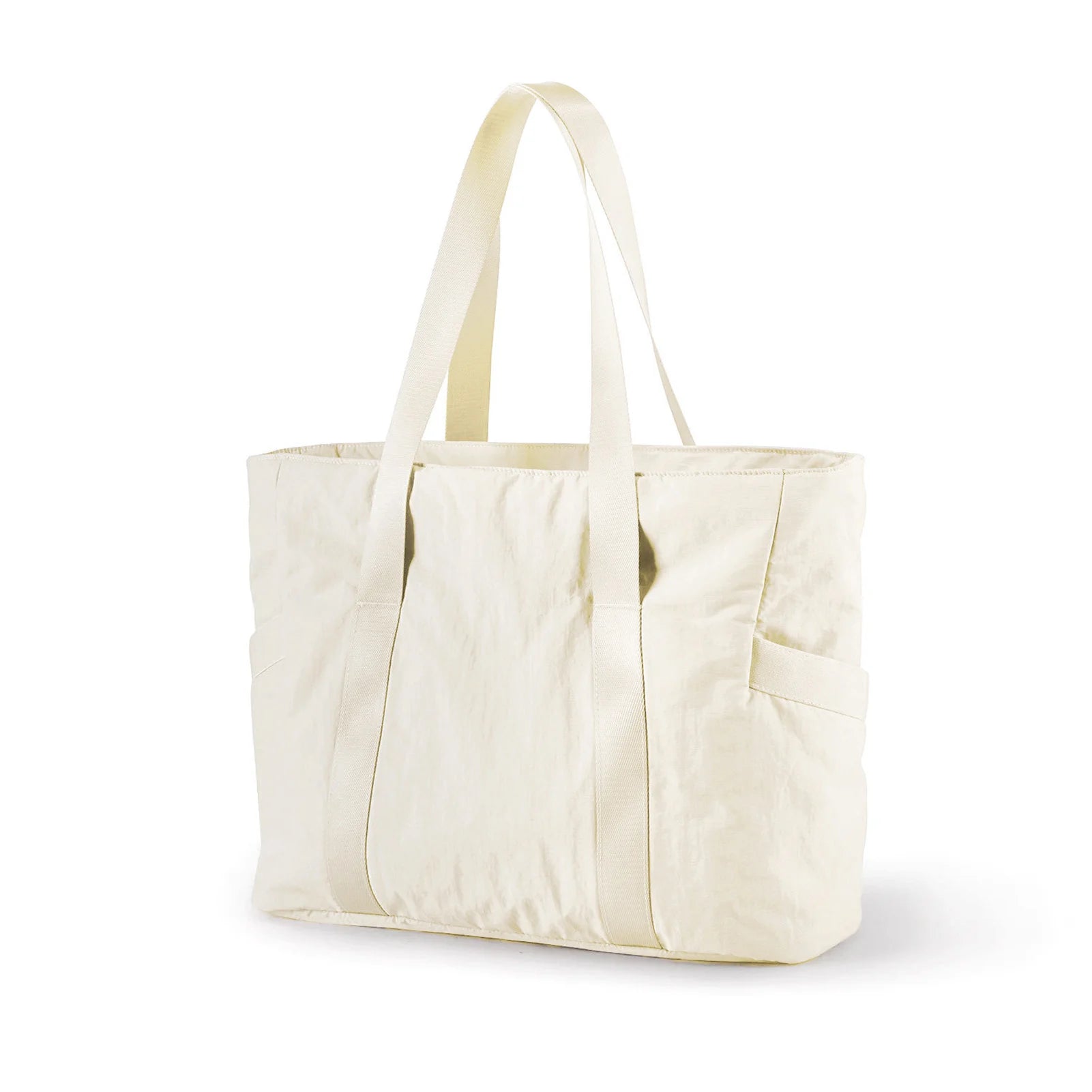 Lightweight Carry On Gymbag Nylon Cloth Crossbody Bag Top-Handle Bag for Gyms Weekend Getaway Peaceful Pleasures Health and Wellness Creamy white