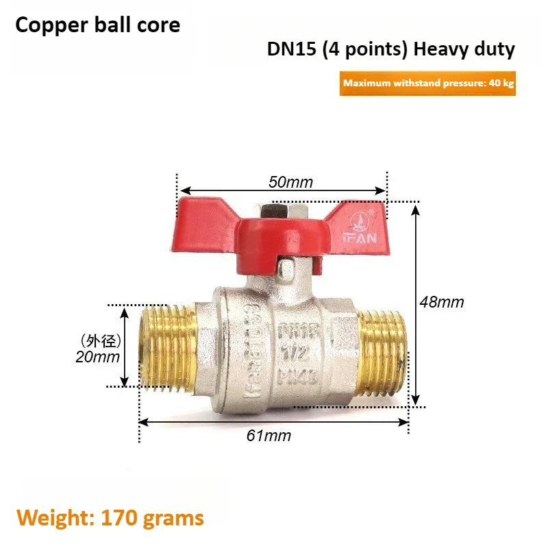 Brass Globe Valve Butterfly Handle 1/4"–3/4" Male Thread