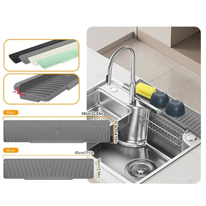 Draining Mat for Kitchen Sink,Silicone Splash Guard, Protects Sinks from Splashing, Dish Soap Dispenser & Sponge Holder Mat Peaceful Pleasures Health and Wellness