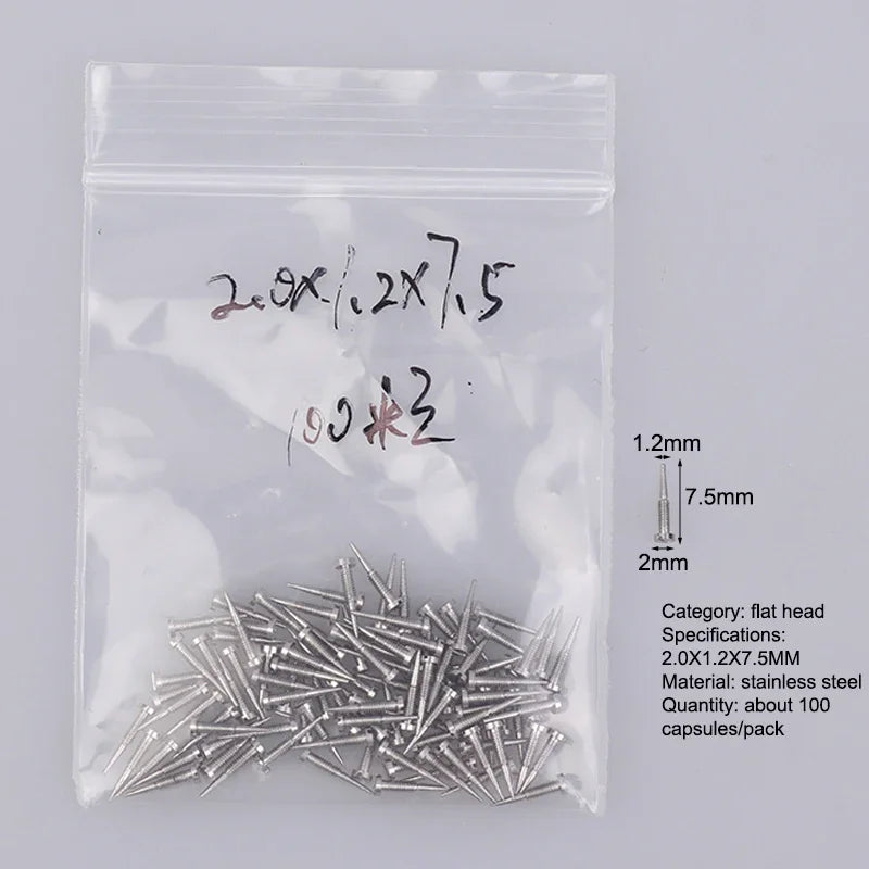 100-Piece Eyeglass Spring Hinge Screws – Self-Aligning Repair Kit