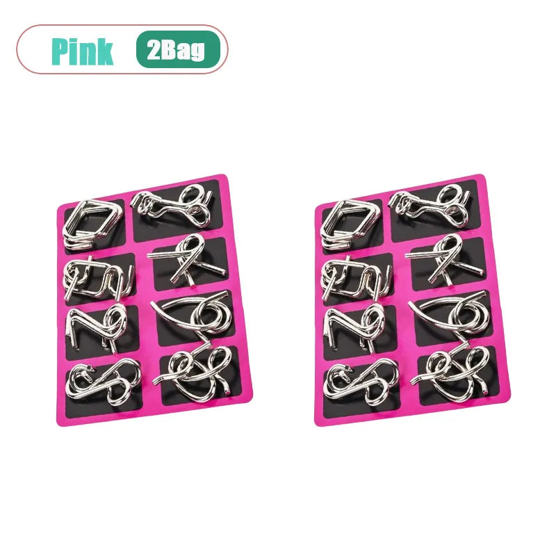 8-Piece Metal Interlocking Rings Brain Teaser Puzzle IQ Set