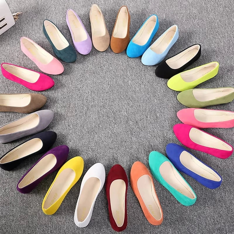Women's Suede Ballet Flats – Slip-On Ballerina Casual Shoes