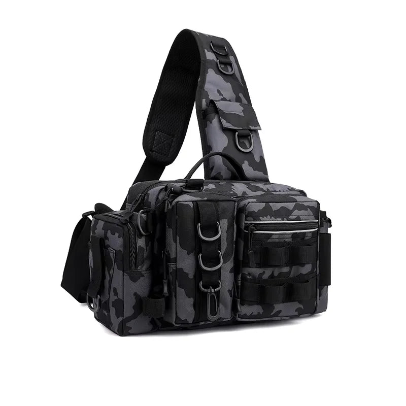 Fishing Tackle Backpack with Bait Box Storage Men Outdoor Rod Support Bag Waterproof Gear Bag for Fishing Camping Hiking Peaceful Pleasures Health and Wellness B2