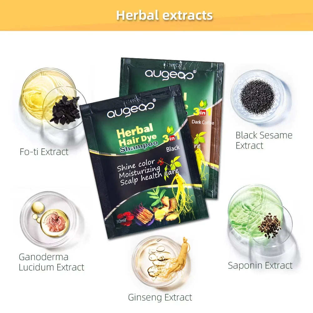 Natural Plant Hair Dye Shampoo – 6 Colors, Fast Gray Coverage, 30–500ml Peaceful Pleasures Health and Wellness