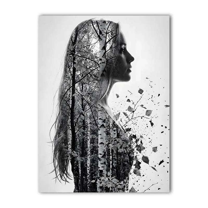 Nordic Black & White Women Canvas Wall Art | Modern Poster Canvas Wall Art Peaceful Pleasures Health and Wellness 05 50x70cm NoFrame China Mainland