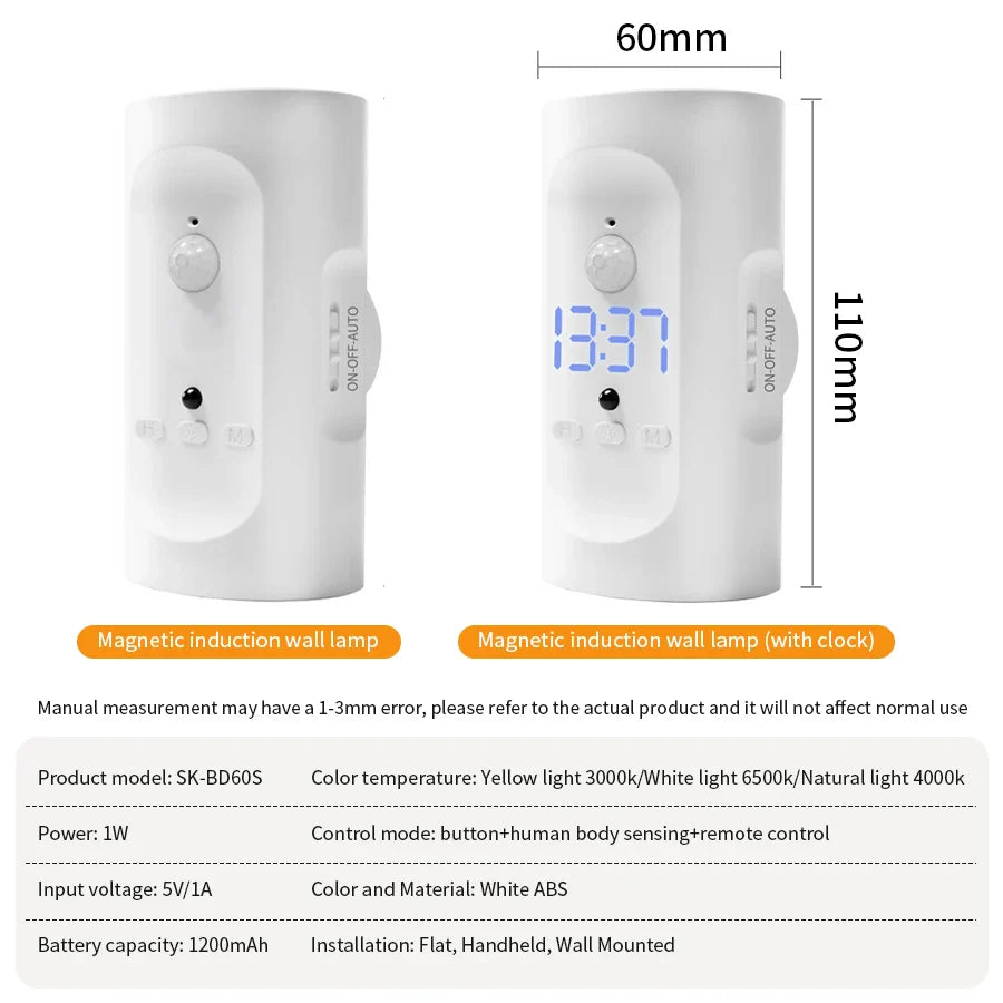 Motion Sensor LED Wall Light – 3 Colors Wireless Magnetic Spotlight