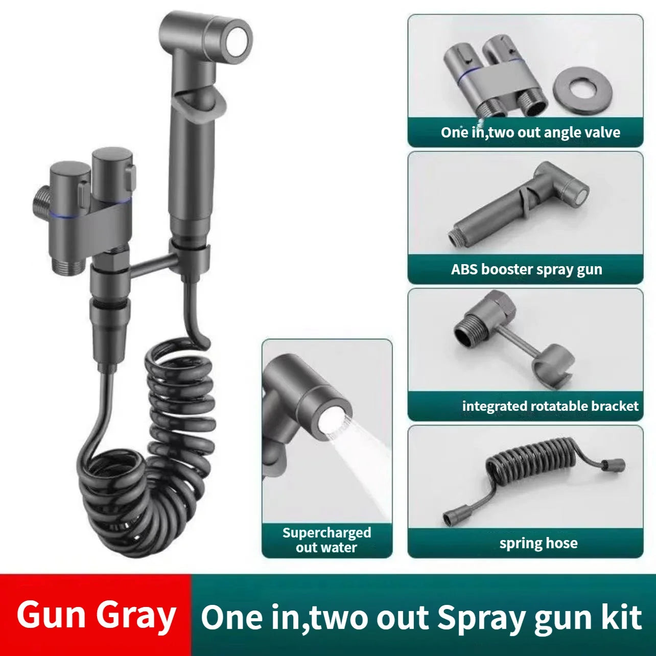 High-Pressure Handheld Bidet Spray Gun | 3-Way Angle Valve