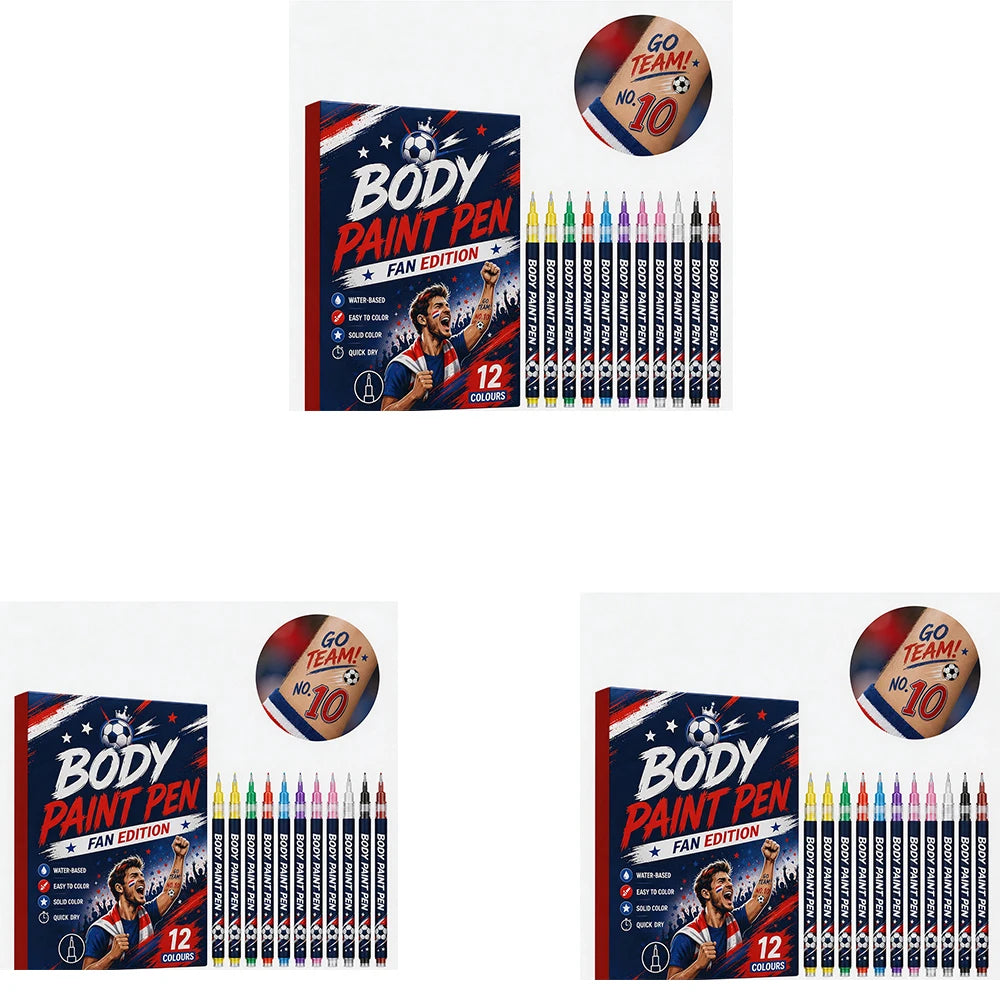 Sports Fan Body Paint Markers | 12 Colors, Quick-Dry Face & Body