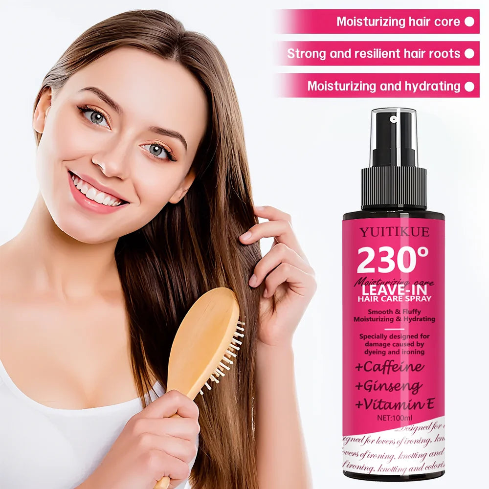 YUITIKUE leave-in spray contains caffeine and ginseng, instantly repairs dyed/heat-damaged hair, making it smooth and voluminous Peaceful Pleasures Health and Wellness