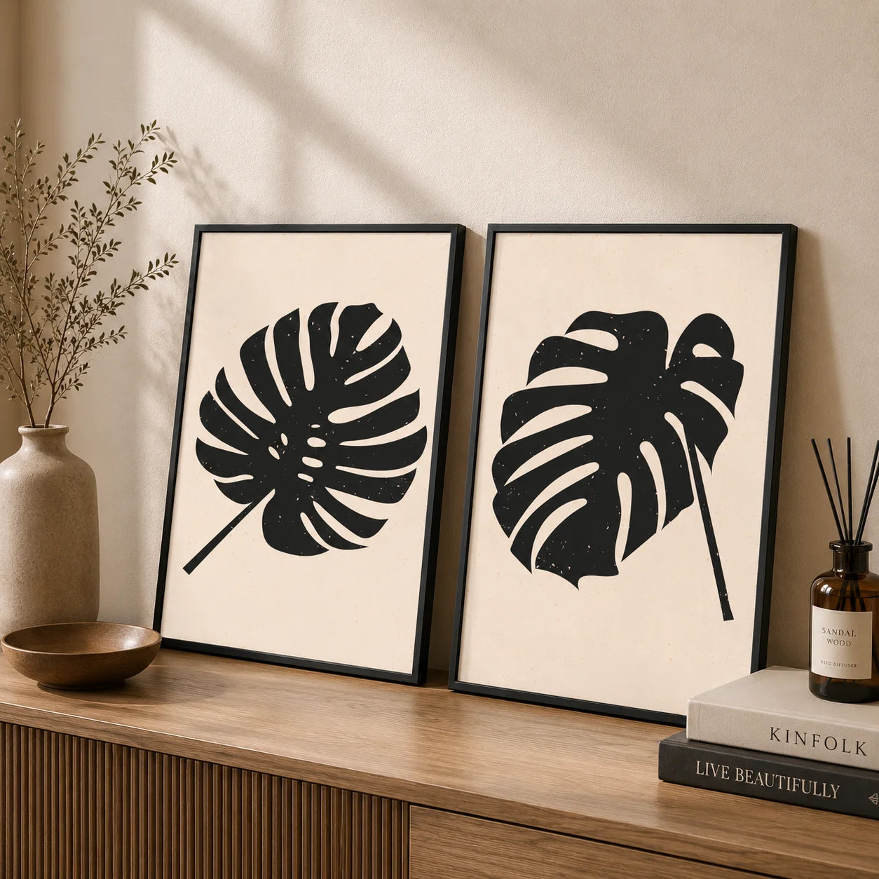 Minimalist Plant Wall Art, Black White Monstera Leaf Canvas Painting, Botanical Poster Print for Bedroom Living Room Wall Decor Peaceful Pleasures Health and Wellness