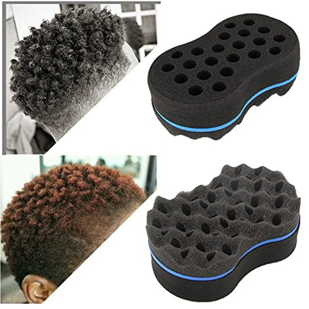 Curly Hair Styling Sponge Brush Double Sided Sponge Brushes Multi-holes Side Braid Twist Hair Curl Wave hair brush for Afico Peaceful Pleasures Health and Wellness Blue