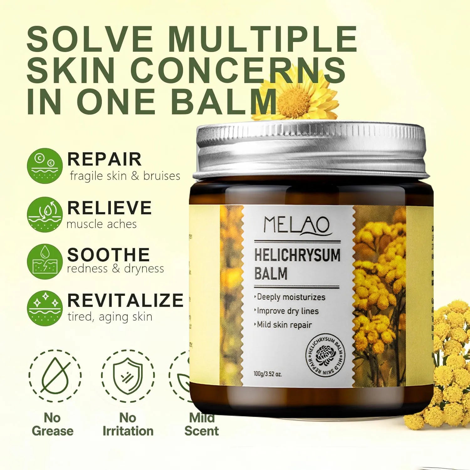 100g Helichrysum Soothing Skin Balm Sensitive Skin Moisturizer for Face &Body Deep Hydration Cream with Glycerin Dry Skin Remedy Peaceful Pleasures Health and Wellness