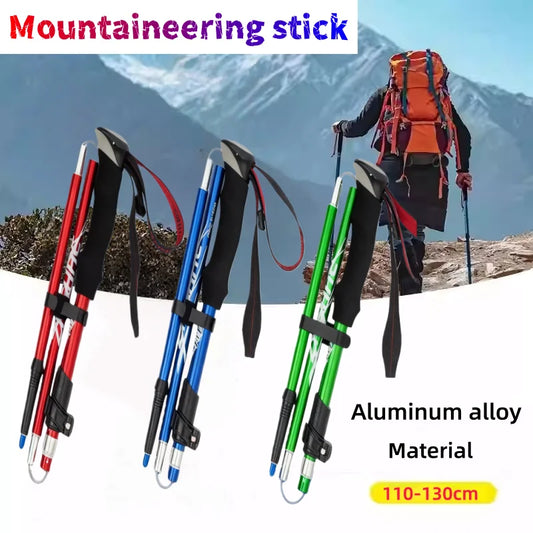 Aluminum alloy folding ultra-lightweight ultra-short retractable outdoor hiking stick, hiking staff, five-section hiking stick Peaceful Pleasures Health and Wellness