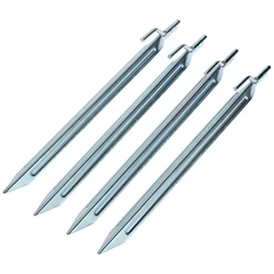 Heavy-Duty Steel Tent Stakes for Secure Camping Galvanized Durable Outdoor Anchors Ideal for Tents Tarps and Shelters in Hard O Peaceful Pleasures Health and Wellness 4 pcs