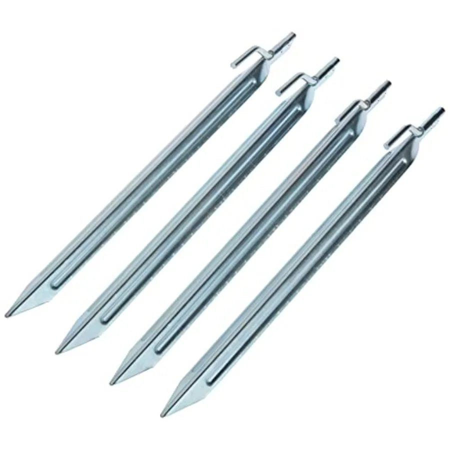 Heavy-Duty Steel Tent Stakes for Secure Camping Galvanized Durable Outdoor Anchors Ideal for Tents Tarps and Shelters in Hard O Peaceful Pleasures Health and Wellness 4 pcs
