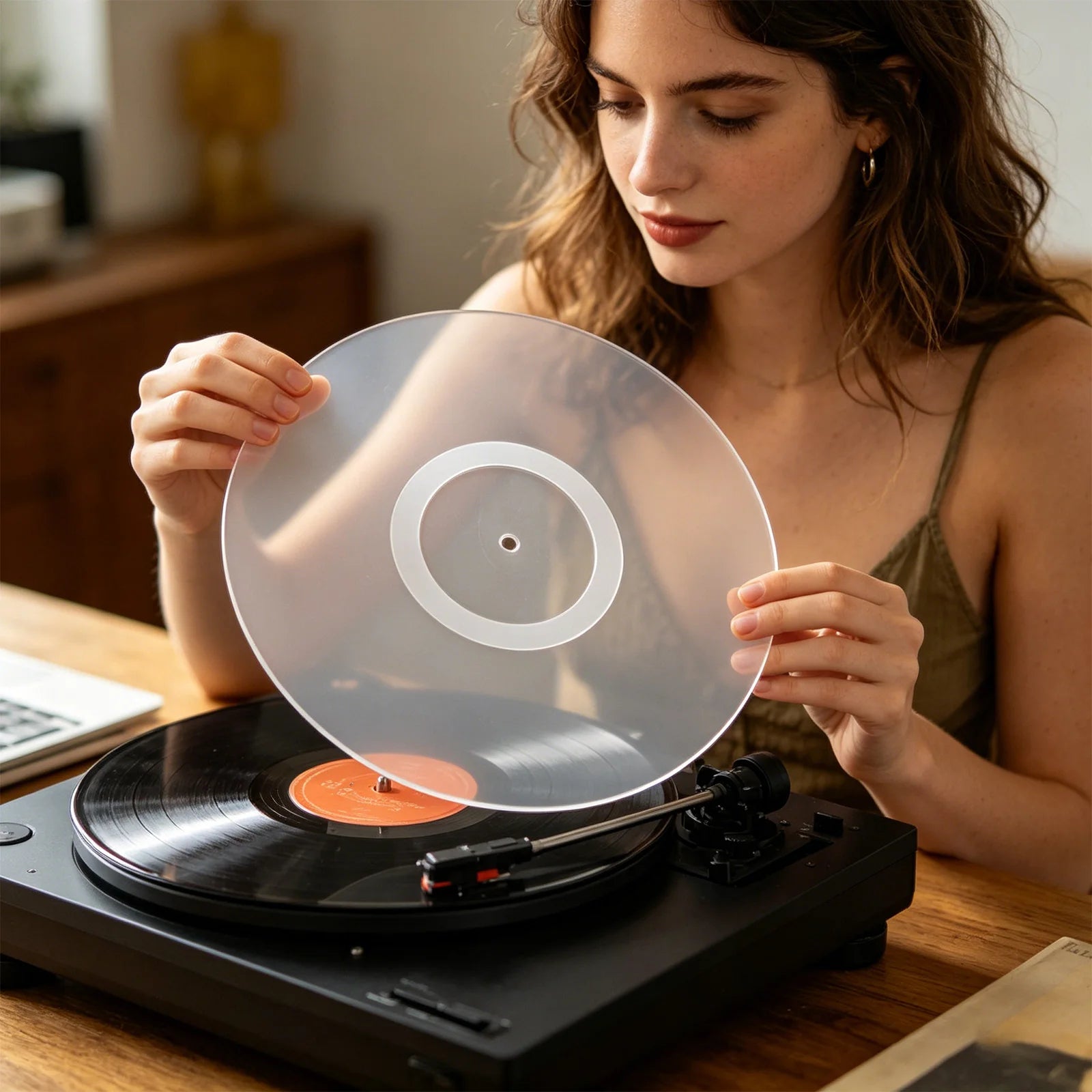 Record Platter Slipmat Anti-Static Retro Turntable Mats Low Noise Record Player Platter Slip Mats Records Player Accessory Peaceful Pleasures Health and Wellness
