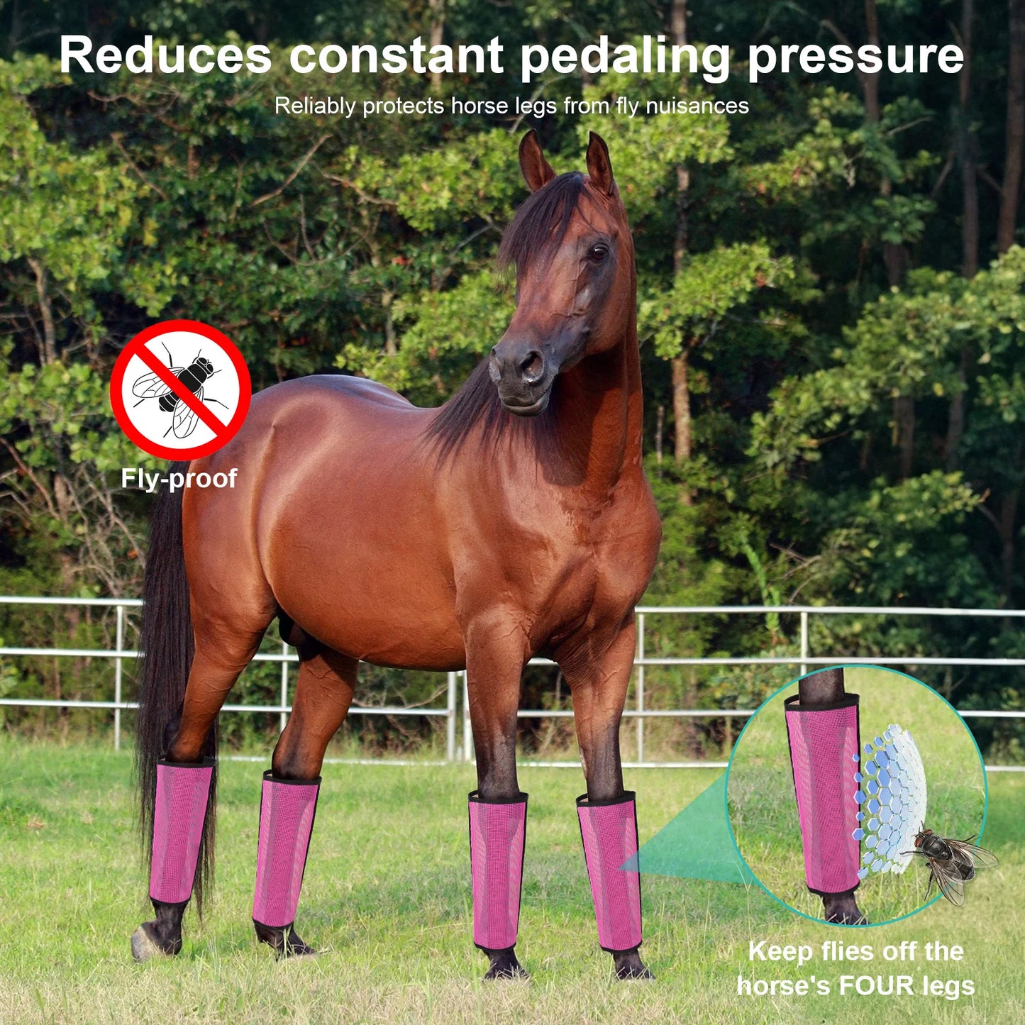 Horse Fly Boots – Breathable Mesh Leg Wraps, 4-Pack (Vet Recommended) Peaceful Pleasures Health and Wellness