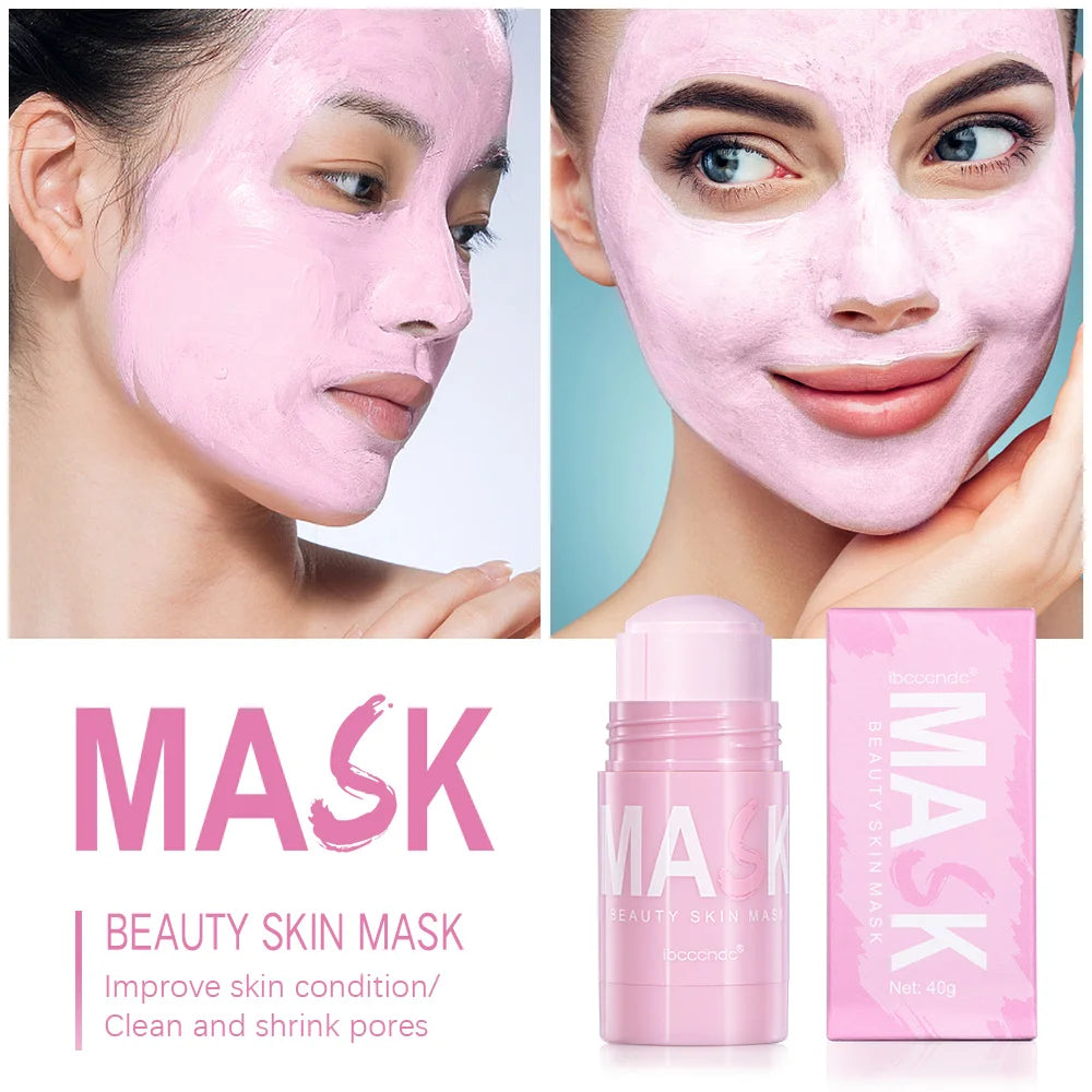 40g Face Clean Mask Rose/Green Tea Extract Cleansing Stick Deep Moisturizing Shrink Pores Blackhead Film Smear Oil Control Mask Peaceful Pleasures Health and Wellness