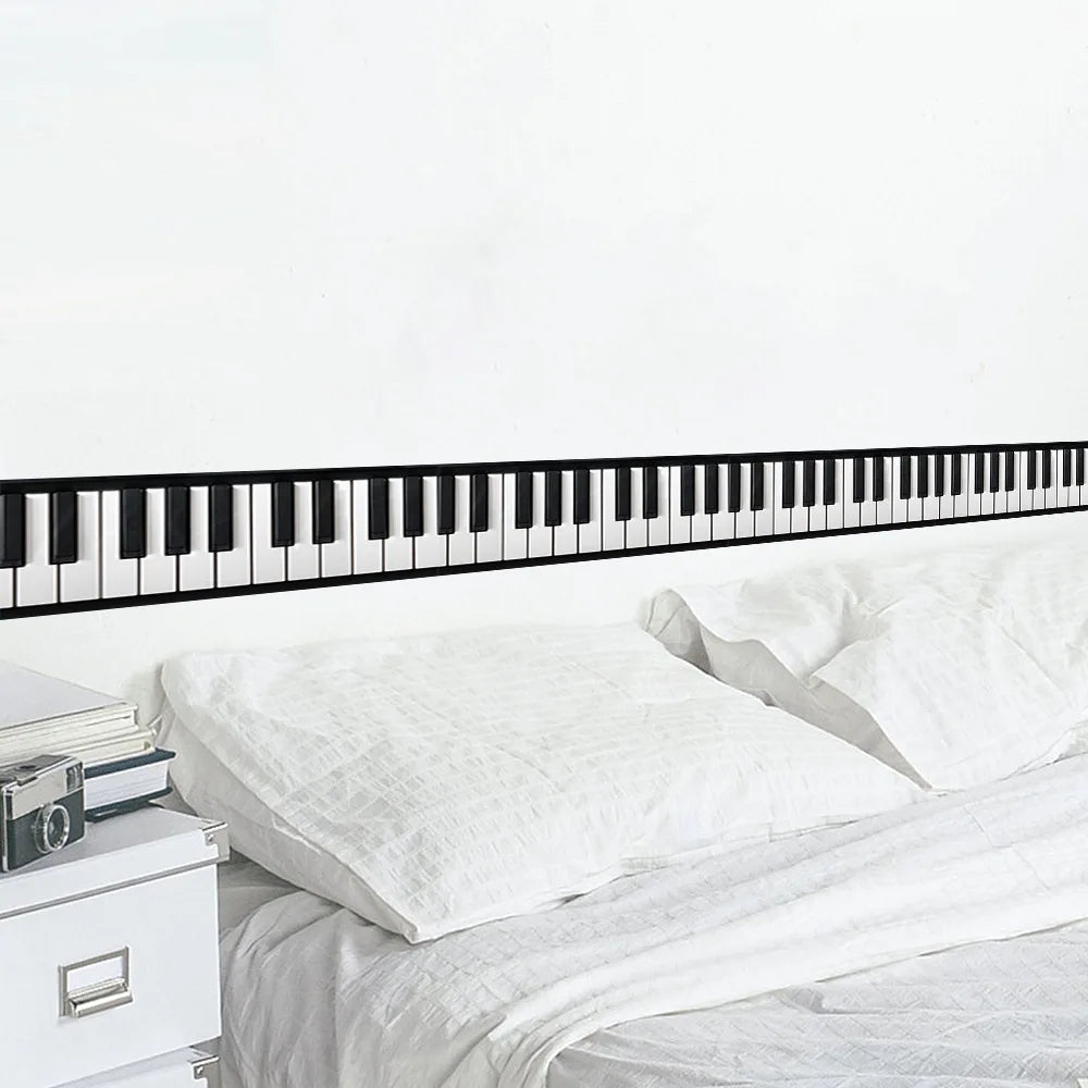 Black and White Piano Keys Wall Stickers Kicking Baseboard Waist Line Wallpaper Decals Music Decoration Glass Door Decor Musica Peaceful Pleasures Health and Wellness