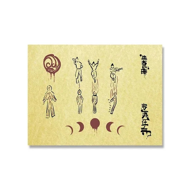 MINISO Last Airbender Wanted Retro Poster Japanese Anime Figure Canvas Painting Wall Art Pictures Room Home Dorm Decor Peaceful Pleasures Health and Wellness A15 20X30CM
