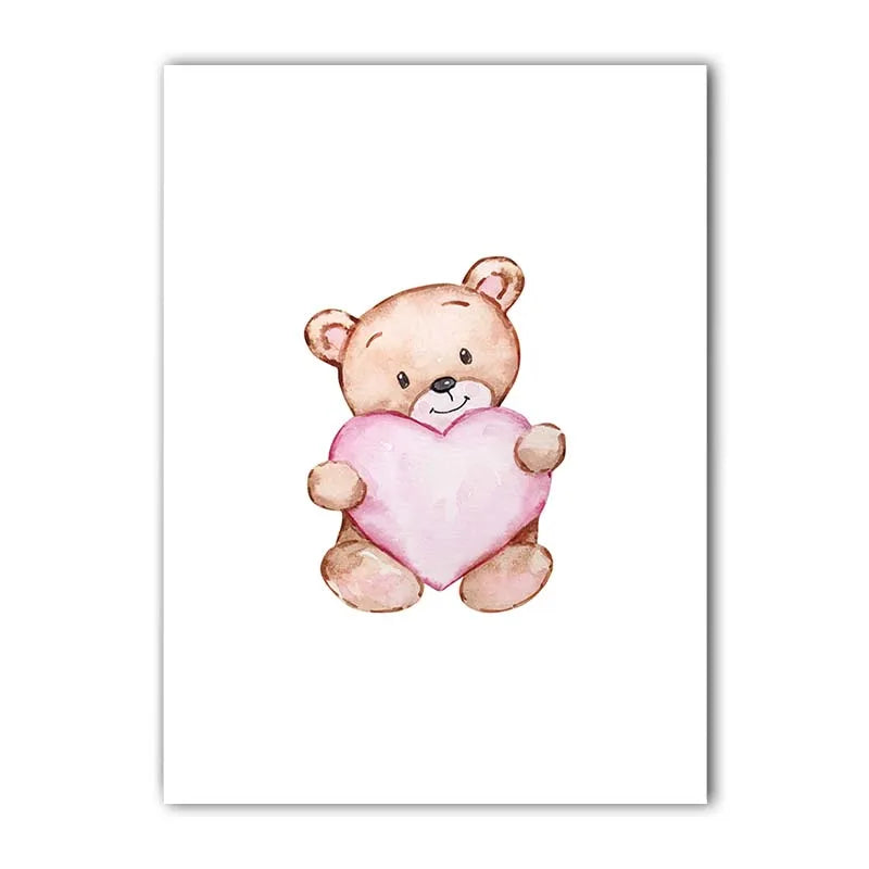 Nordic Teddy Bear Nursery Canvas Wall Art | Kids Room Decor Nursery Canvas Print Peaceful Pleasures Health and Wellness 02 15x20cm No Frame China Mainland