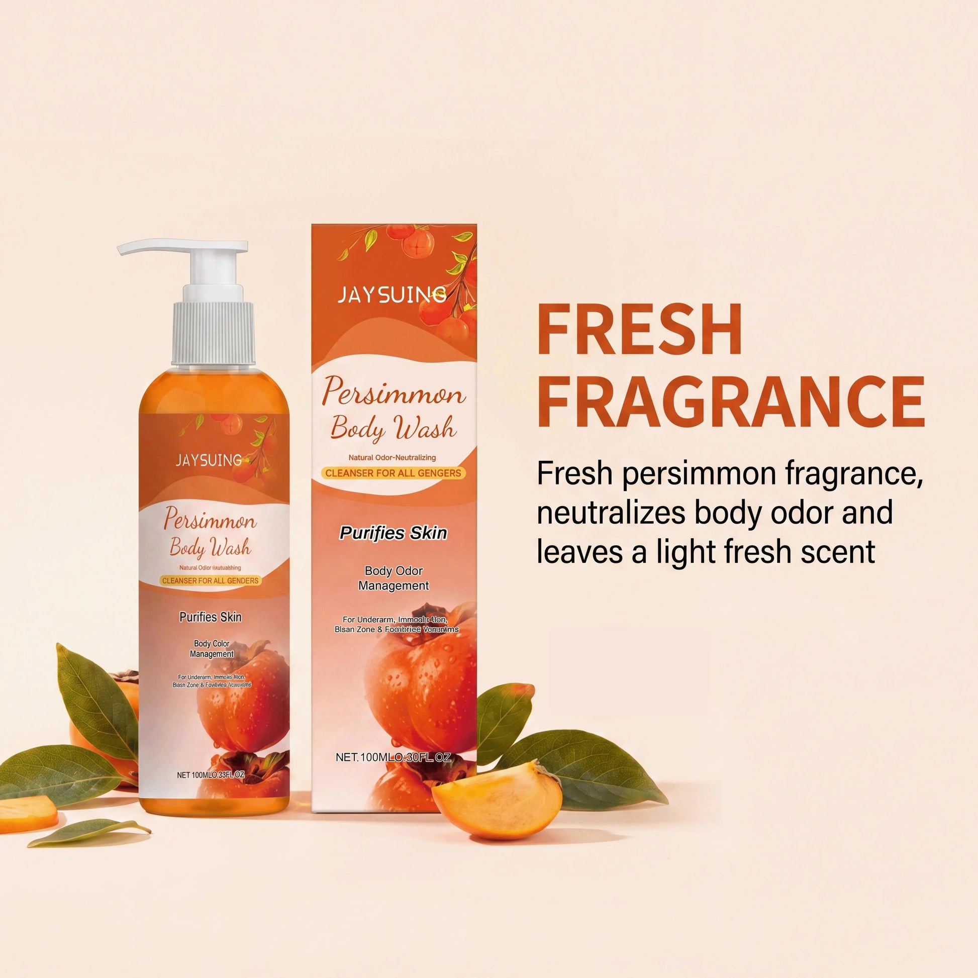 Persimmon Shower Gel Gentle Cleansing Deodorizing Exfoliating Maintain Skin Comfort Long Lasting Oil Control Fragrant Body Wash Peaceful Pleasures Health and Wellness