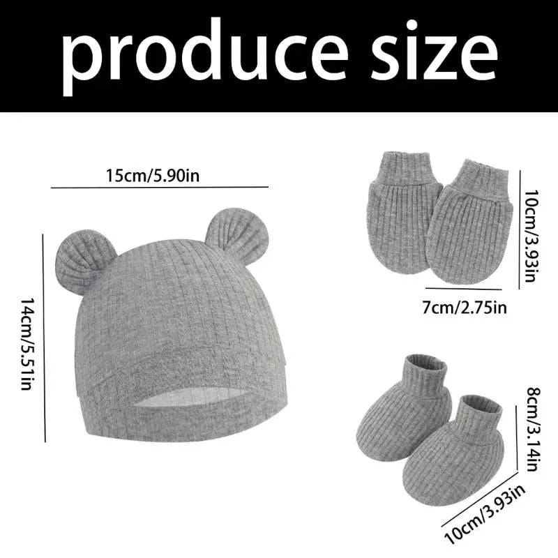 Newborn Baby Hat Mittens & Socks Set | Soft Cotton, 0–12M