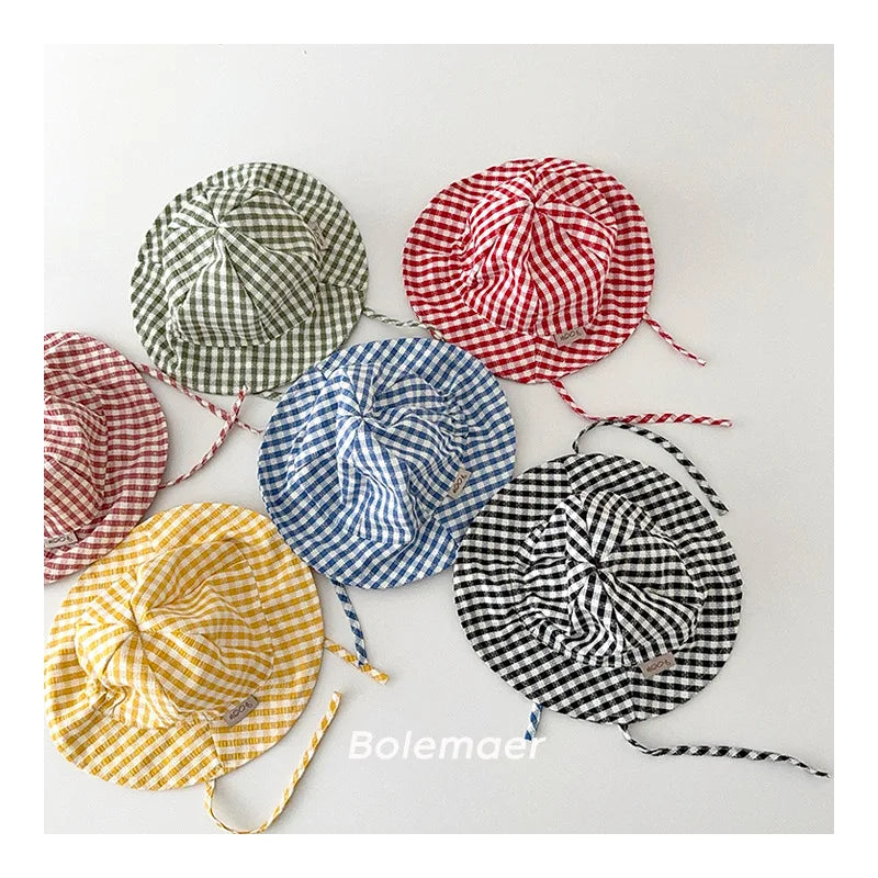 Baby Wide Brim Plaid Bucket Sun Hat | Cotton, Boys & Girls