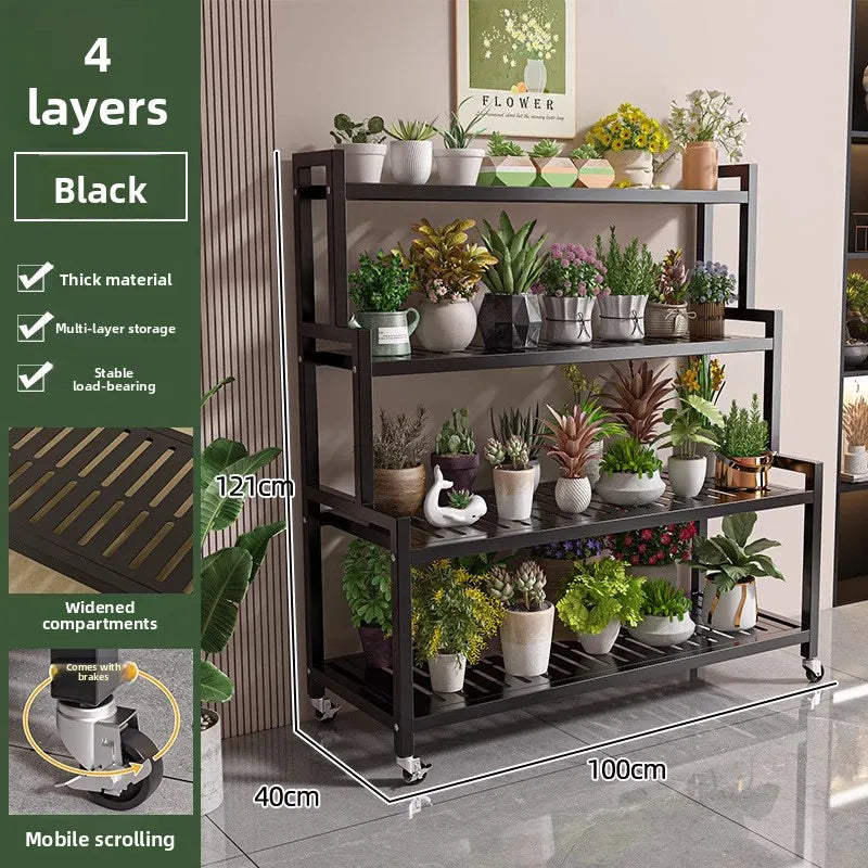 Wrought Iron Multi-Layer Plant Stand | Floor Flower Rack