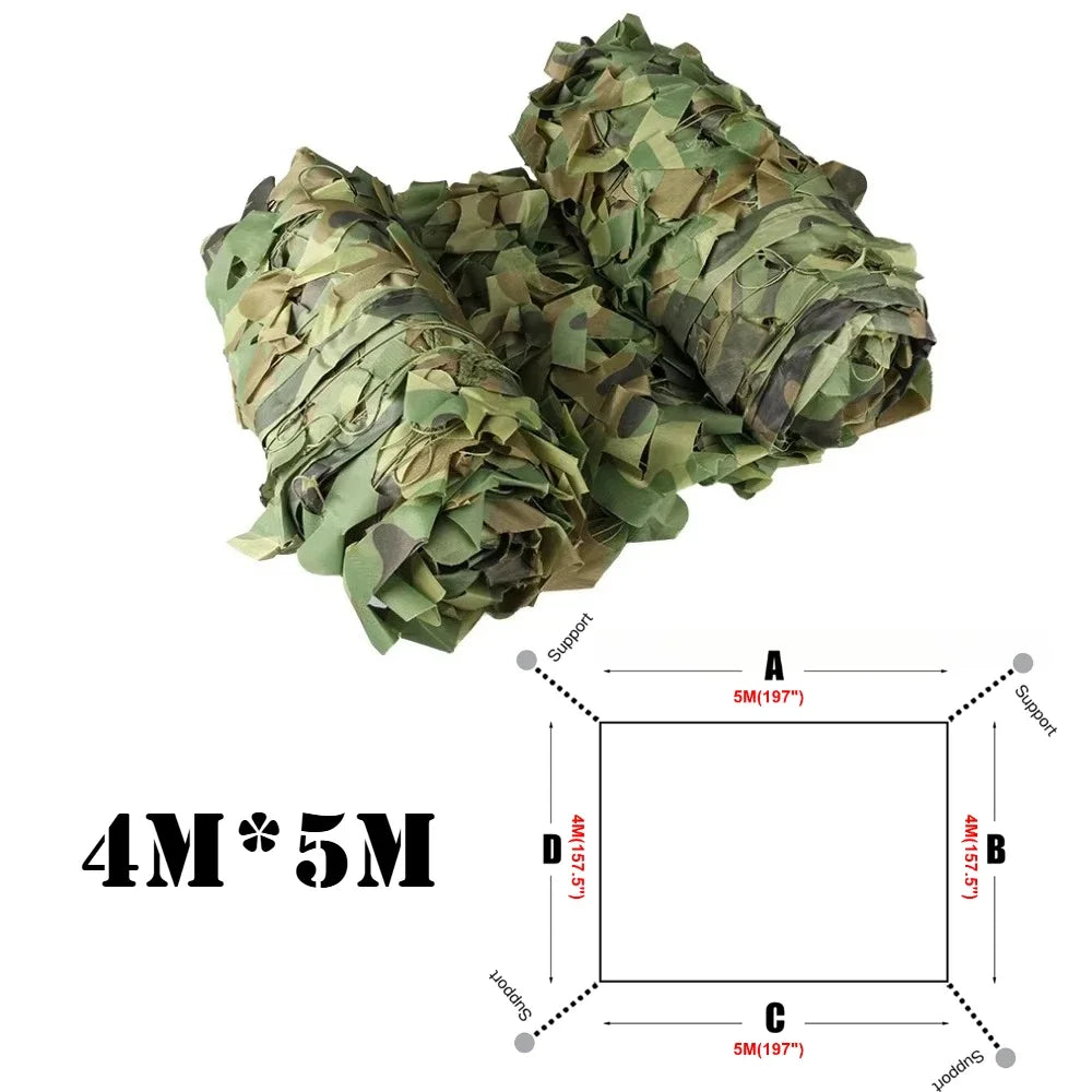 Camouflage Netting Outdoor Camping Sunshade Mesh Camo Net for Garden Buildings Fencing Trellis Covers Privacy Cloth Sun Shelter Peaceful Pleasures Health and Wellness 4Mx5M Woodland
