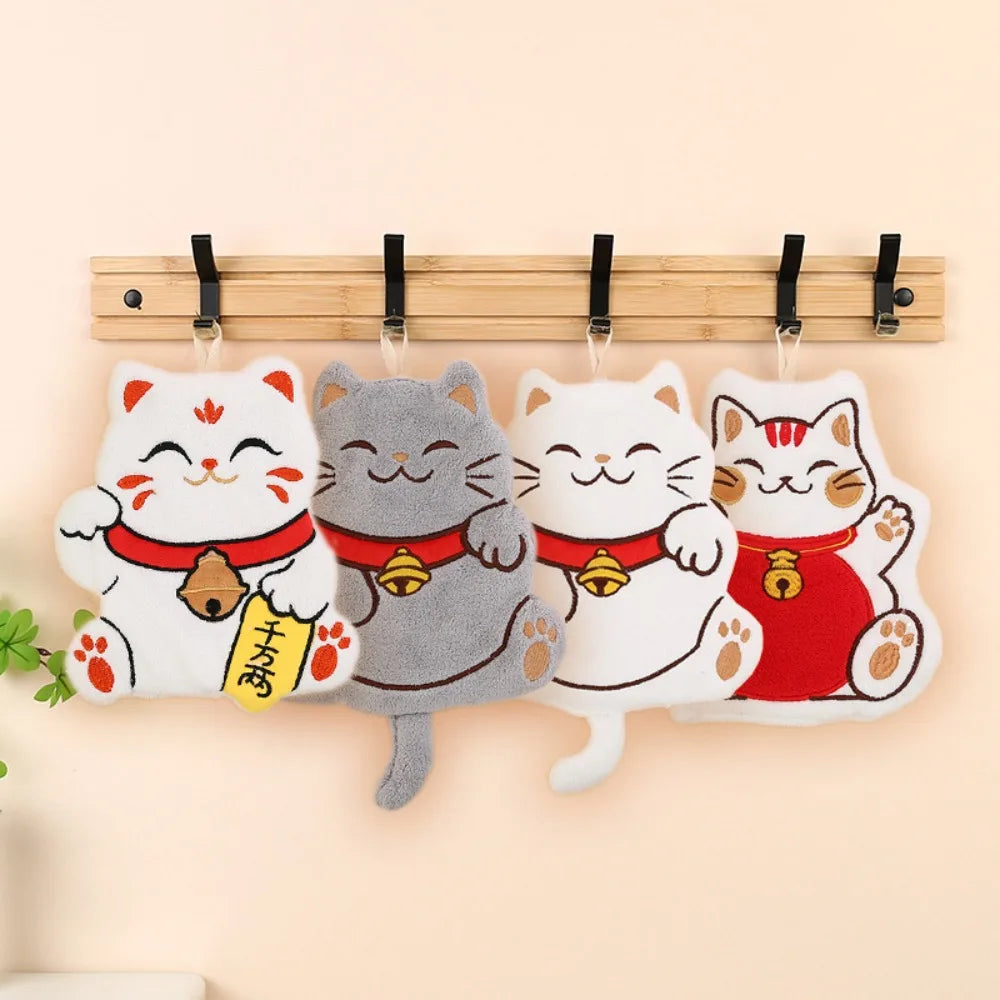 Cute Cartoon Cat Linen Hand Towels – Kitchen & Bathroom Kitchen Hand Towel Peaceful Pleasures Health and Wellness