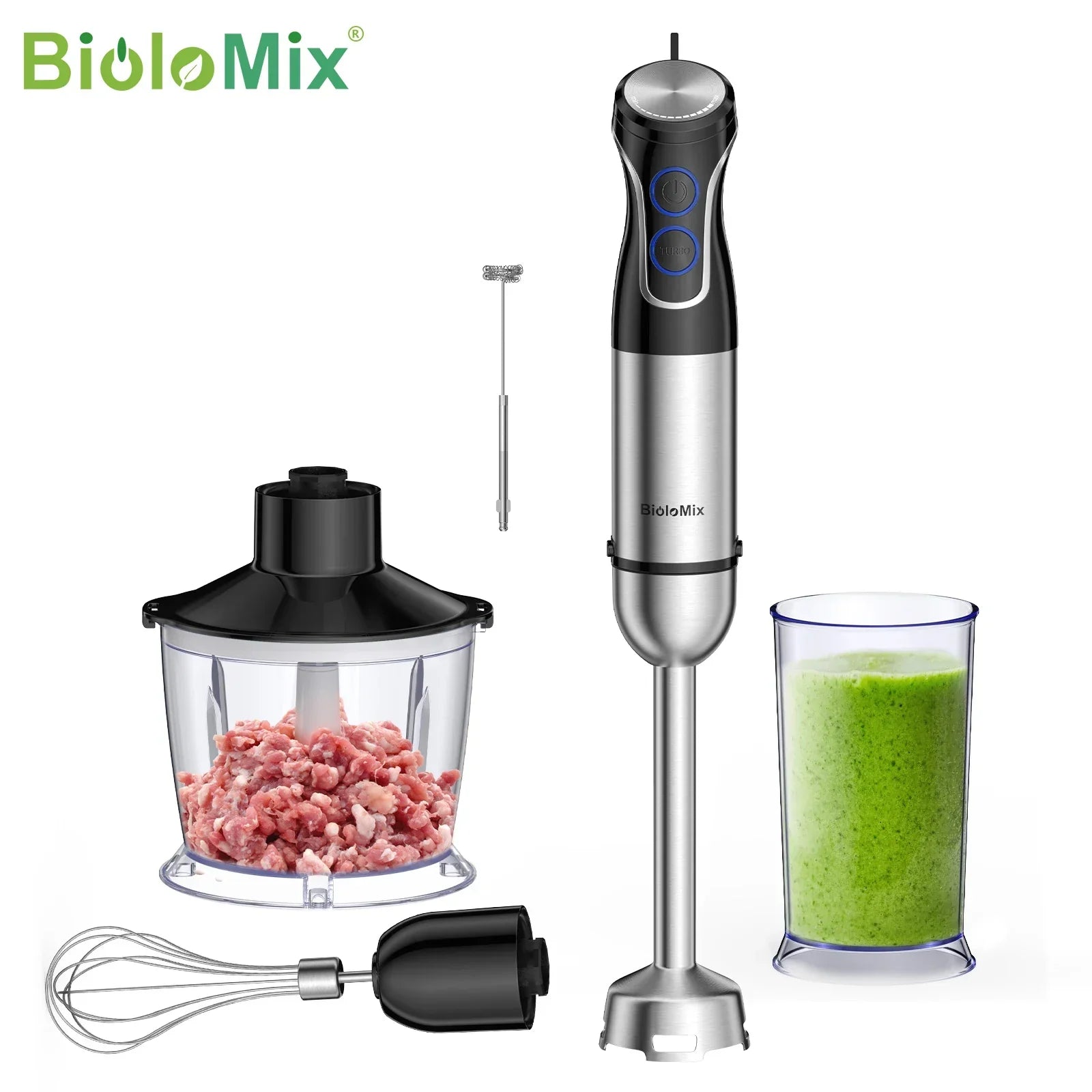 BioloMix 5-in-1 Immersion Hand Blender 1500W | Food Processor Peaceful Pleasures Health and Wellness HB-3315 UK Plug 5 in 1|Russian Federation