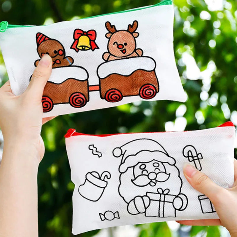 DIY Graffiti Pencil Bag Christmas Gifts Kids Filling Santa Claus