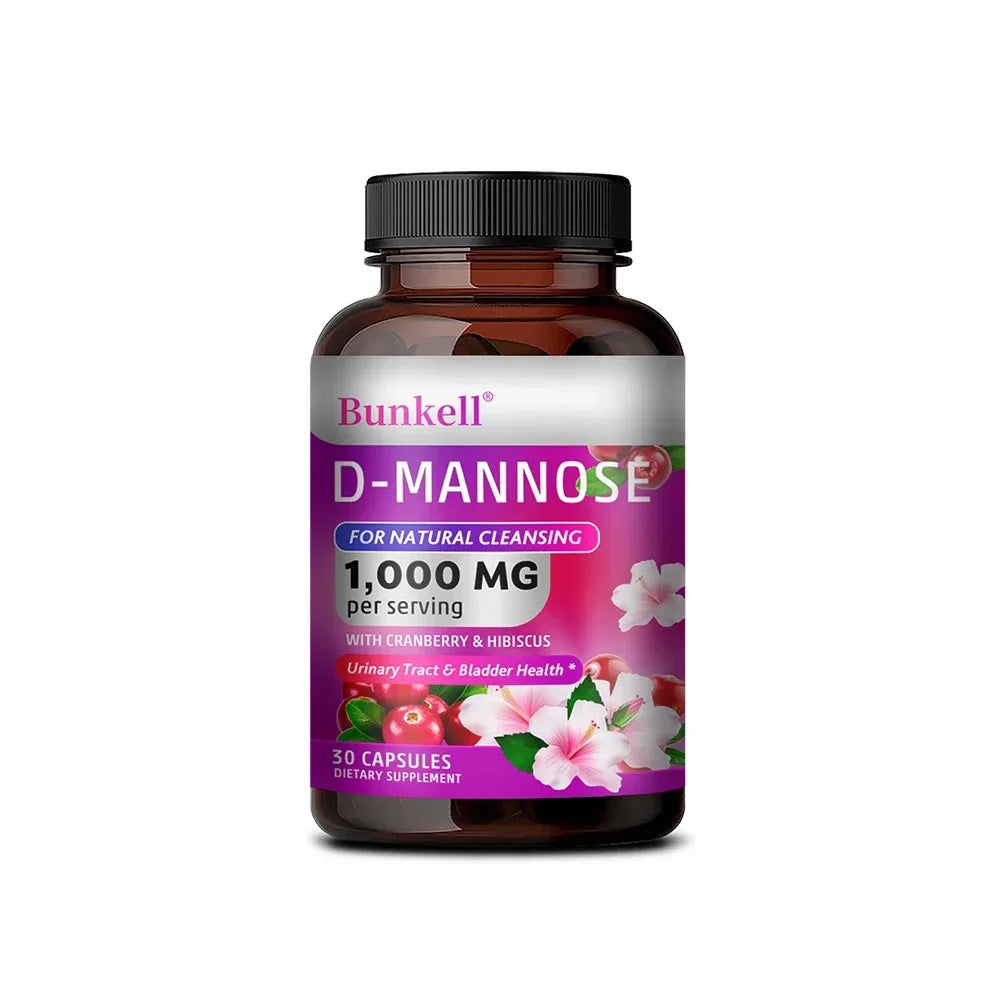 D-Mannose 1000mg Capsules - Cranberry, Hibiscus, Urinary Tract Health, Bladder Support, UTI Defense, Natural Cleansing & Detox Peaceful Pleasures Health and Wellness 30 count-1 bottle