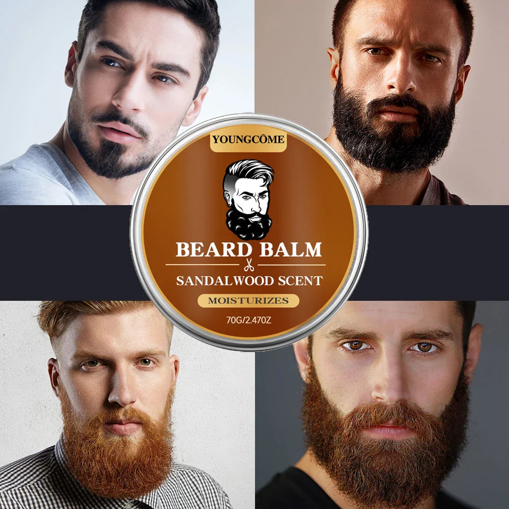 YOUNGCOME Beard Growth Oil & Sandalwood Balm | Argan Oil Kit