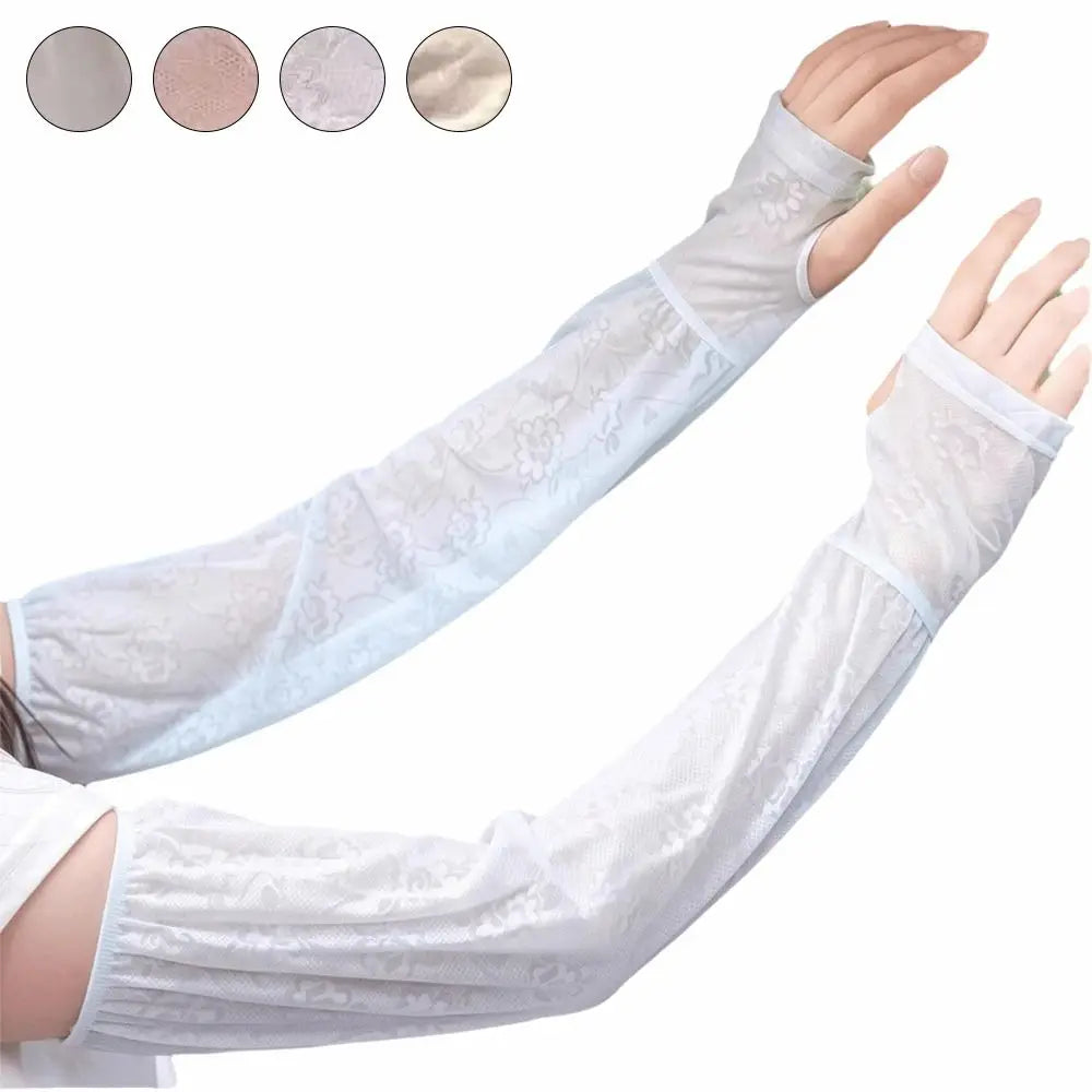 Women's Lace Ice Silk UV Arm Sleeves – Breathable Sun Cover