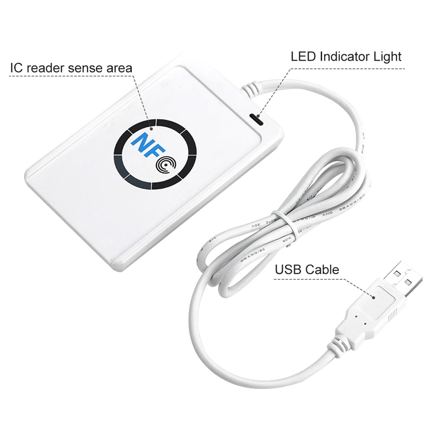 Software White IC Card Reader Contactless Writer Portable Adapter NFC