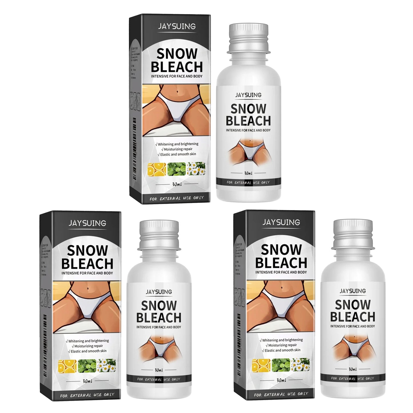 Korea Body Snow Bleach Cream Removal Dark Spot Melanin Brighten Nicotinamide Underarm Bleaching Armpit Elbow Knees Joint Skin Peaceful Pleasures Health and Wellness 3pcs 30ml
