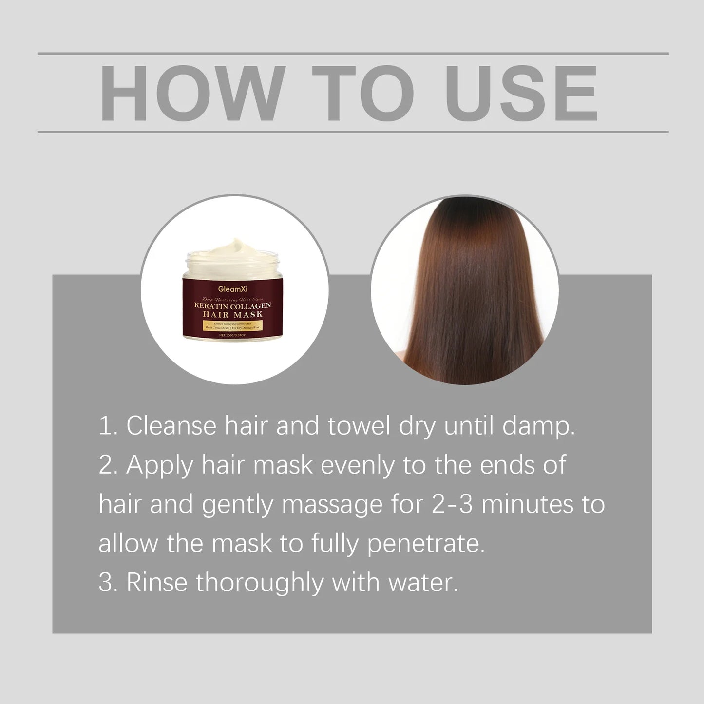 Gleamxi Collagen Hair Mask – Anti-Frizz Deep Repair Treatment