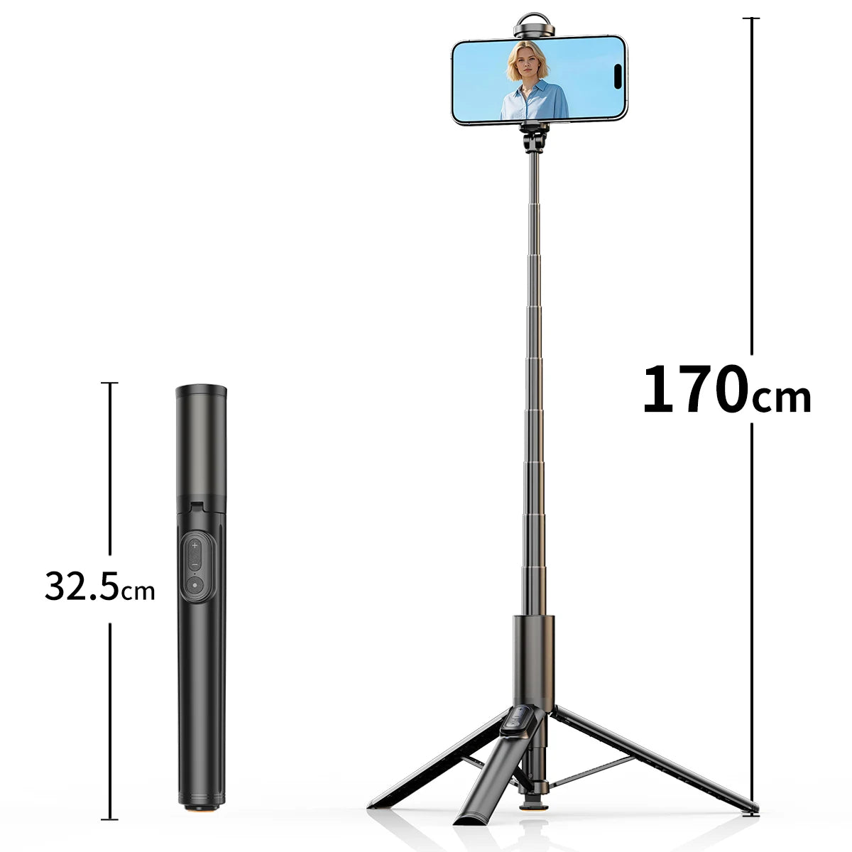 1.7M Portable Selfie Stick Tripod with Auto-Open Mechanism, Bluetooth Remote Control, Extendable Phone Holder for iPhone Android Peaceful Pleasures Health and Wellness