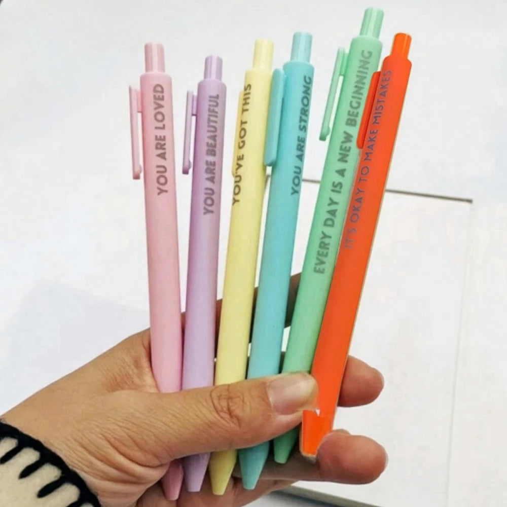 6-pack Motivational Press Neutral Pen Encouraging Quotes Plastic