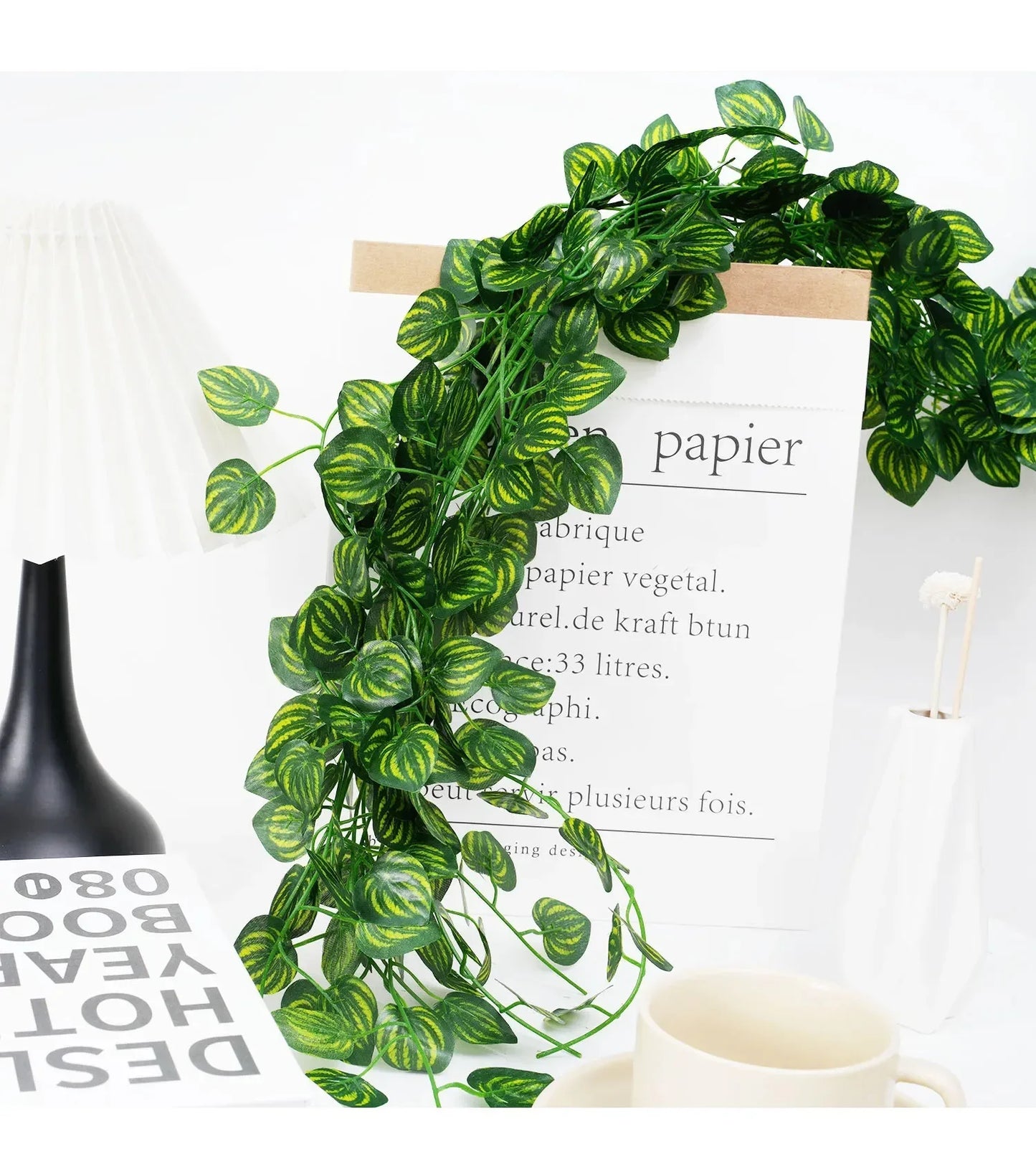 2.1M Artificial Ivy Vine Wreath | Silk Wall Hanging Decor