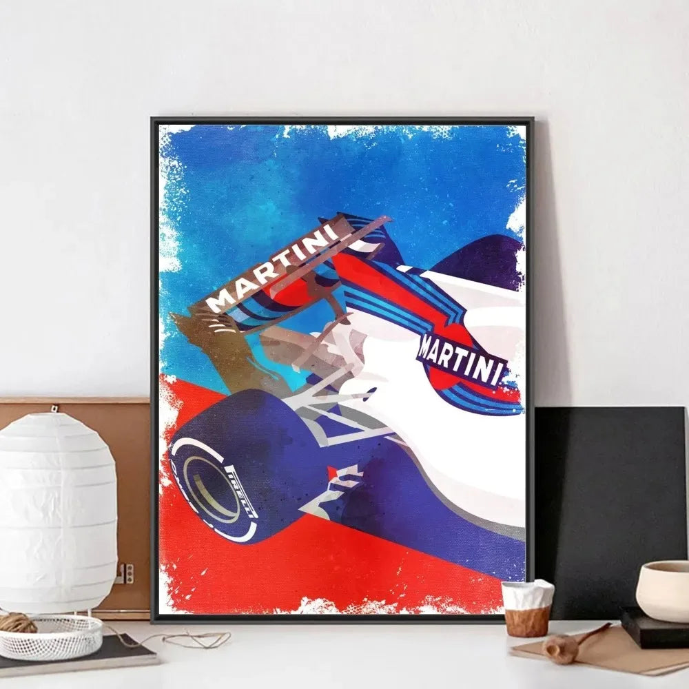 Martini Racing Retro Poster Canvas Painting Bar Retro Poster Mural Modern Home Living Room Bedroom Study Decorative Art Peaceful Pleasures Health and Wellness V 40x60cm Unframed