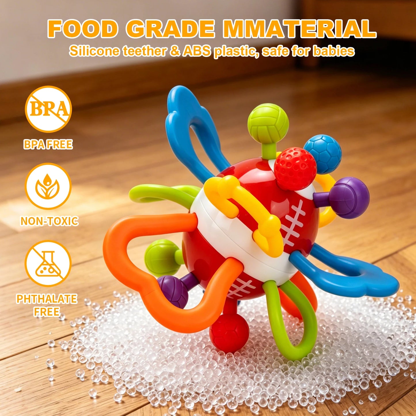 Manhattan Round Ball Baby Toys Infant 0-12months Soft Silicone Hand