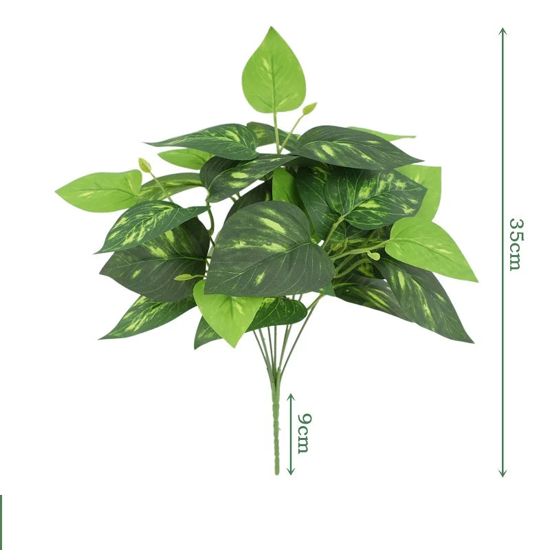 Silk Artificial Tortoiseshell Bamboo Dieffenbachia Fake Leaves