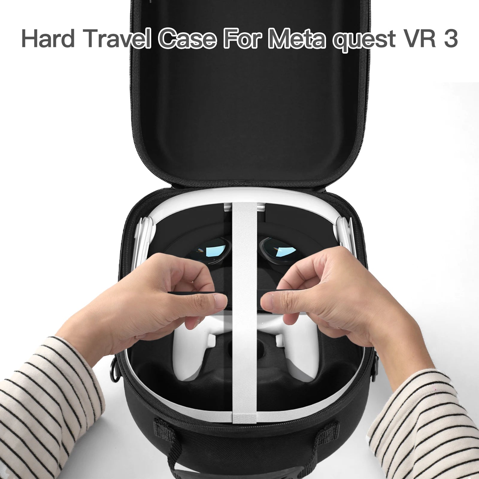 For Meta Quest 3 VR Glasses Storage Bag EVA Hard Shell Travel Carrying Case With Shoulder Strap for Meta Quest 3 VR Accessories Peaceful Pleasures Health and Wellness