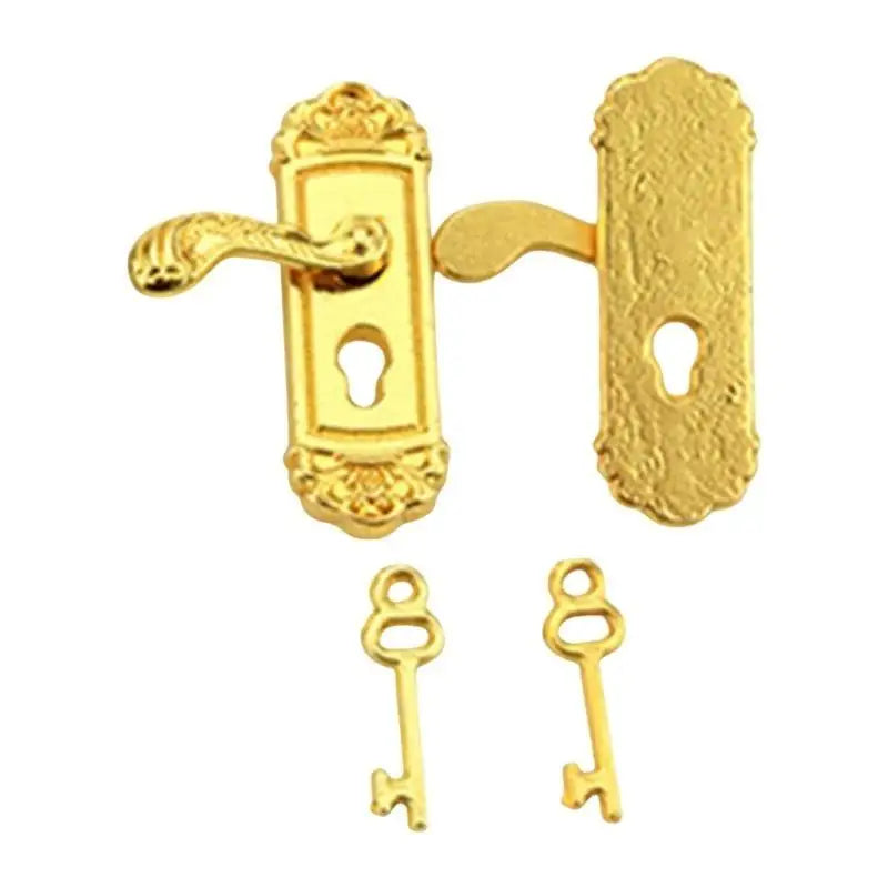 1/12 Miniature Dollhouse Door Lock & Key Set – 2Pcs Metal