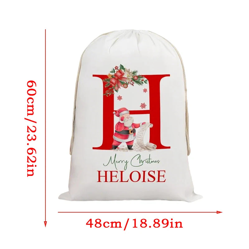 Personalized Christmas Santa Sack Drawstring Gift Bag for Kids Christmas Gift Bag Peaceful Pleasures Health and Wellness