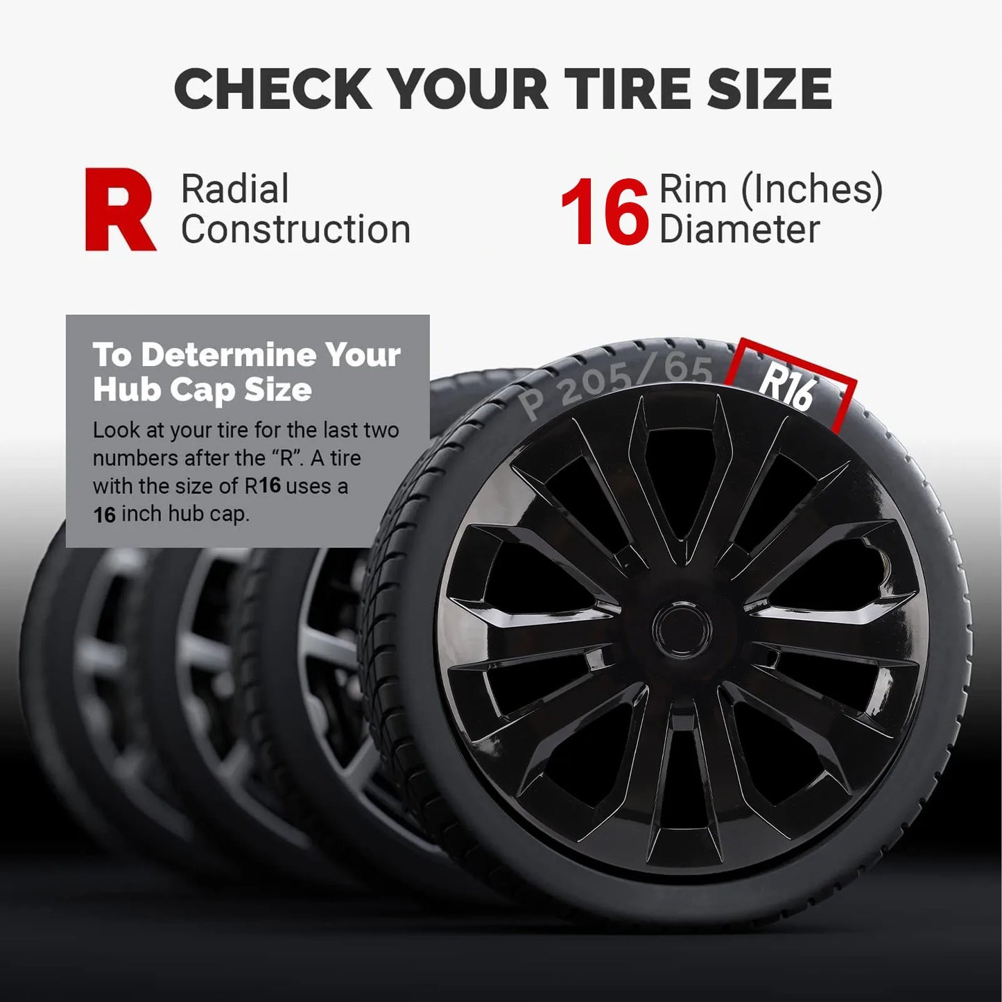 16-Inch ABS Hub Caps Wheel Covers Set of 4 – R16 Universal Fit